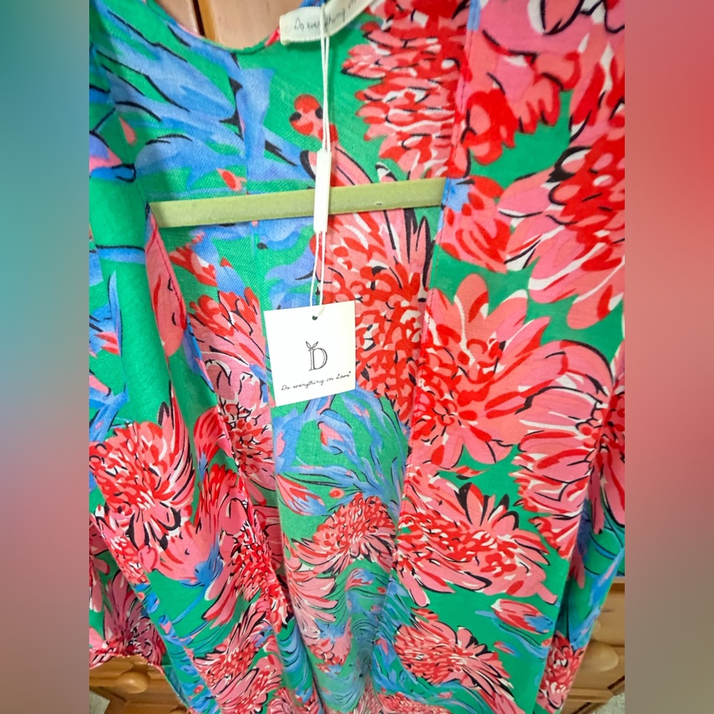Do Everything in Love Women’s Boho Pink Blue Floral Summer Kimono Cover Up NWT - Picture 3 of 6